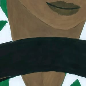 Illustration of a person holding a steering wheel, with a green and white palm leaf pattern clothing.